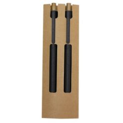 Zestaw piśmienniczy ze słomy pszenicznej, długopis i "wieczny" ołówek z nadrukiem Twojego logo, materiał: plastik, bambus, słoma pszeniczna, kolor: czarny