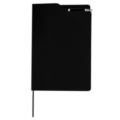 Notatnik ok. A5 z długopisem z nadrukiem Twojego logo, materiał: poliester, kolor: czarny