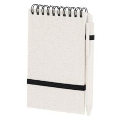 Zestaw biurowy, notes, kubek, długopis ze słomy pszenicznej z nadrukiem Twojego logo, materiał: pp, słoma pszeniczna, kolor: neutralny