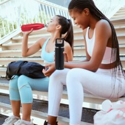 Butelka termiczna 550 ml ze stali nierdzewnej z recyklingu z nadrukiem Twojego logo, materiał: stal nierdzewna, stal, kolor: czarny