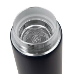 Termos 450 ml ze stali nierdzewnej z recyklingu, zaparzacz z nadrukiem Twojego logo, materiał: stal nierdzewna, stal, ceramika, kolor: czarny