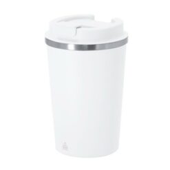 Kubek termiczny 350 ml ze stali nierdzewnej z recyklingu z nadrukiem Twojego logo, materiał: stal nierdzewna, stal, ceramika, kolor: biały