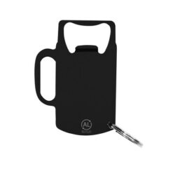 Brelok do kluczy, otwieracz do butelek z aluminium z recyklingu z nadrukiem Twojego logo, materiał: aluminium, kolor: czarny