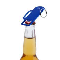 Brelok do kluczy, otwieracz do butelek z aluminium z recyklingu z nadrukiem Twojego logo, materiał: aluminium, kolor: niebieski