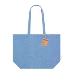 Torba na zakupy z bawełny z recyklingu z nadrukiem Twojego logo, materiał: bawełna, kolor: niebieski