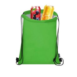 Worek ze sznurkiem RPET z nadrukiem Twojego logo, materiał: aluminium, poliester, rpet, kolor: zielony