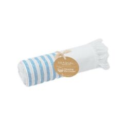 Ręcznik z bawełny z recyklingu z nadrukiem Twojego logo, materiał: poliester, bawełna, kolor: błękitny