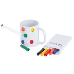 Zestaw flamastrów z nadrukiem Twojego logo, materiał: karton, kolor: biały