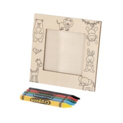 Ramka do zdjęć do kolorowania, kredki z nadrukiem Twojego logo, materiał: drewno, kolor: neutralny