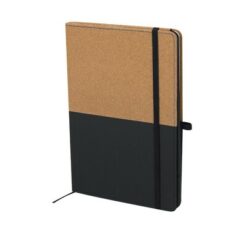 Notatnik ok. A5, stojak na telefon z nadrukiem Twojego logo, materiał: pu, korek, kolor: czarny