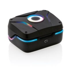 Bezprzewodowe słuchawki douszne RGB z ENC Gaming Hero z nadrukiem Twojego logo, materiał: plastik, kolor: czarny