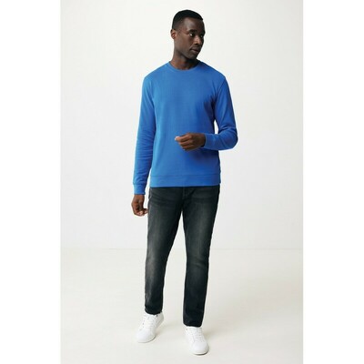 Bluza z bawełny z recyklingu Iqoniq Zion z nadrukiem Twojego logo, materiał: bawełna, kolor: niebieski Bluza z bawełny z recyklingu Iqoniq Zion z nadrukiem Twojego logo, materiał: bawełna, kolor: niebieski