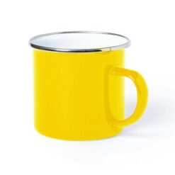 Emaliowany kubek 380 ml z nadrukiem Twojego logo, materiał: stal nierdzewna, stal, kolor: żółty