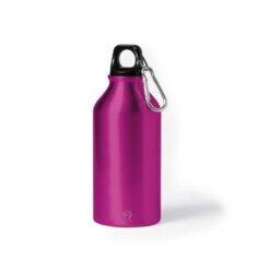 Butelka sportowa 400 ml z aluminium z recyklingu, z karabińczykiem z nadrukiem Twojego logo, materiał: aluminium, kolor: fuksja