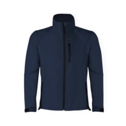 Wodoodporna i oddychająca kurtka z nadrukiem Twojego logo, materiał: poliester, soft shell, spandex, kolor: granatowy