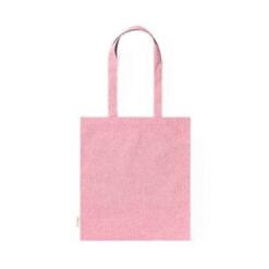Torba z bawełny z recyklingu na zakupy z nadrukiem Twojego logo, materiał: bawełna, kolor: różowy