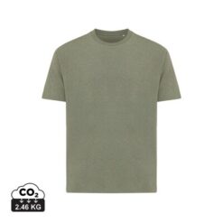 Koszulka z bawełny z recyklingu Iqoniq Teide z nadrukiem Twojego logo, materiał: bawełna, kolor: heather green