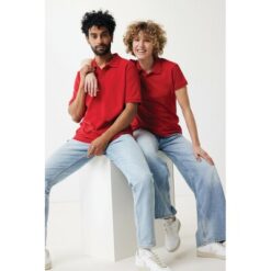 Damska koszulka polo Iqoniq Yosemite, tkanina pique z bawełny z recyklingu z nadrukiem Twojego logo, materiał: bawełna, kolor: czerwony