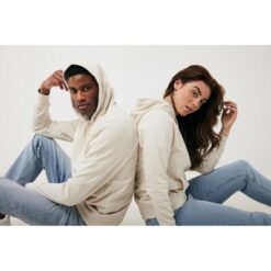 Lekka bluza z kapturem Iqoniq Rila, bawełna z recyklingu z nadrukiem Twojego logo, materiał: bawełna, kolor: biały