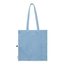 Torba na zakupy z bawełny z recyklingu, składana z nadrukiem Twojego logo, materiał: bawełna, kolor: niebieski