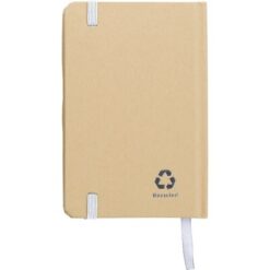 Notatnik A6 z papieru kraftowego z recyklingu z nadrukiem Twojego logo, materiał: guma, papier, poliester, kolor: biały