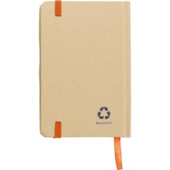 Notatnik A6 z papieru kraftowego z recyklingu z nadrukiem Twojego logo, materiał: guma, papier, poliester, kolor: pomarańczowy