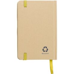 Notatnik A6 z papieru kraftowego z recyklingu z nadrukiem Twojego logo, materiał: guma, papier, poliester, kolor: żółty