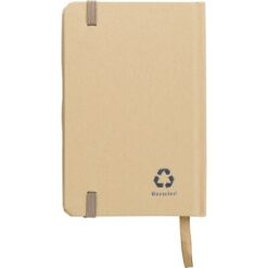 Notatnik A6 z papieru kraftowego z recyklingu z nadrukiem Twojego logo, materiał: guma, papier, poliester, kolor: beżowy