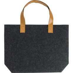 Torba na zakupy z filcu RPET z nadrukiem Twojego logo, materiał: pu, rpet, filc, kolor: grafitowy