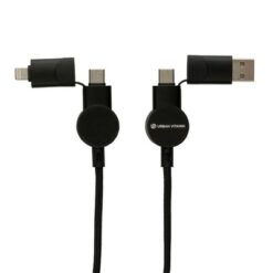 Kabel do ładowania 6 w 1 45W Urban Vitamin Oakland z nadrukiem Twojego logo, materiał: tpe, kolor: czarny