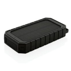 Power bank 10000 mAh, ładowarka słoneczna z nadrukiem Twojego logo, materiał: tpe, kolor: czarny