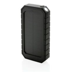 Power bank 10000 mAh, ładowarka słoneczna z nadrukiem Twojego logo, materiał: tpe, kolor: czarny