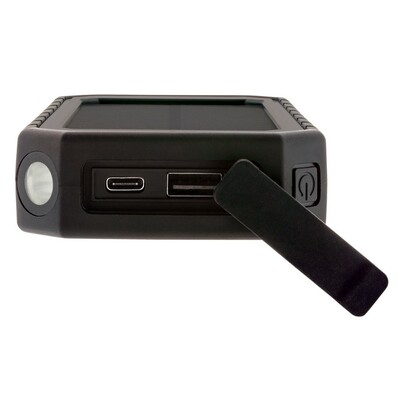 Power bank 10000 mAh, ładowarka słoneczna z nadrukiem Twojego logo, materiał: tpe, kolor: czarny Power bank 10000 mAh, ładowarka słoneczna z nadrukiem Twojego logo, materiał: tpe, kolor: czarny