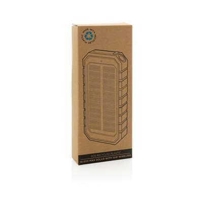 Power bank 10000 mAh, ładowarka słoneczna z nadrukiem Twojego logo, materiał: tpe, kolor: czarny Power bank 10000 mAh, ładowarka słoneczna z nadrukiem Twojego logo, materiał: tpe, kolor: czarny