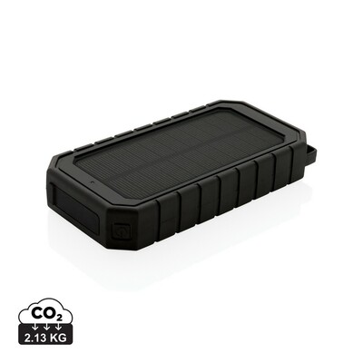 Power bank 10000 mAh, ładowarka słoneczna z nadrukiem Twojego logo, materiał: tpe, kolor: czarny Power bank 10000 mAh, ładowarka słoneczna z nadrukiem Twojego logo, materiał: tpe, kolor: czarny