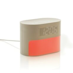 Zegar na biurko, budzik z funkcją białego szumu z nadrukiem Twojego logo, materiał: as, kolor: beżowy