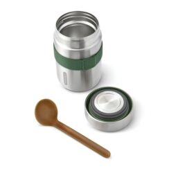Próżniowy pojemnik na żywność 400 ml z łyżką Black+Blum z nadrukiem Twojego logo, materiał: nylon, stal nierdzewna, stal, kolor: zielony