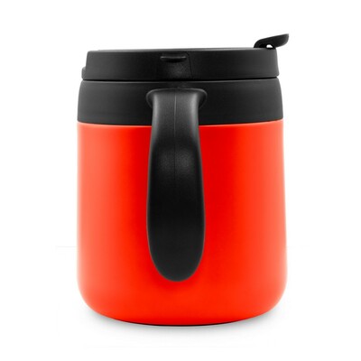Kubek termiczny 400 ml z rączką | Wyatt z nadrukiem Twojego logo, materiał: plastik, stal nierdzewna, stal, kolor: czerwony Kubek termiczny 400 ml z rączką | Wyatt z nadrukiem Twojego logo, materiał: plastik, stal nierdzewna, stal, kolor: czerwony