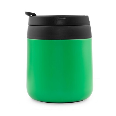 Kubek termiczny 400 ml z rączką | Wyatt z nadrukiem Twojego logo, materiał: plastik, stal nierdzewna, stal, kolor: zielony Kubek termiczny 400 ml z rączką | Wyatt z nadrukiem Twojego logo, materiał: plastik, stal nierdzewna, stal, kolor: zielony