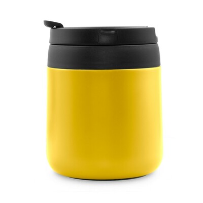 Kubek termiczny 400 ml z rączką | Wyatt z nadrukiem Twojego logo, materiał: plastik, stal nierdzewna, stal, kolor: żółty Kubek termiczny 400 ml z rączką | Wyatt z nadrukiem Twojego logo, materiał: plastik, stal nierdzewna, stal, kolor: żółty