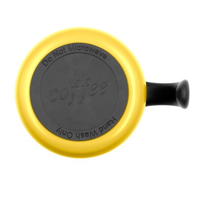 Kubek termiczny 400 ml z rączką | Wyatt z nadrukiem Twojego logo, materiał: plastik, stal nierdzewna, stal, kolor: żółty Kubek termiczny 400 ml z rączką | Wyatt z nadrukiem Twojego logo, materiał: plastik, stal nierdzewna, stal, kolor: żółty