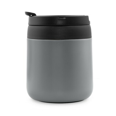 Kubek termiczny 400 ml z rączką | Wyatt z nadrukiem Twojego logo, materiał: plastik, stal nierdzewna, stal, kolor: szary Kubek termiczny 400 ml z rączką | Wyatt z nadrukiem Twojego logo, materiał: plastik, stal nierdzewna, stal, kolor: szary