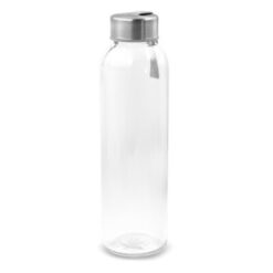 Szklana butelka 500 ml z kolorową wstążką | Viivi z nadrukiem Twojego logo, materiał: szkło, stal nierdzewna, stal, kolor: szary