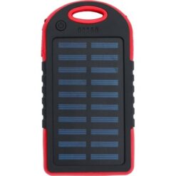 Power bank 4000 mAh z ładowarką słoneczną z nadrukiem Twojego logo, materiał: guma, kolor: czerwony