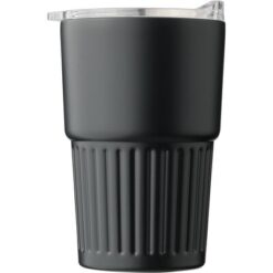 Kubek termiczny 450 ml z nadrukiem Twojego logo, materiał: pp, stal nierdzewna, silikon, stal, kolor: czarny