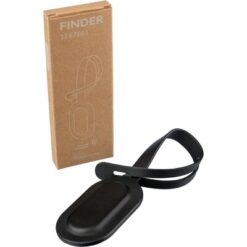 Zawieszka do bagażu z lokalizatorem z nadrukiem Twojego logo, materiał: pu, kolor: czarny