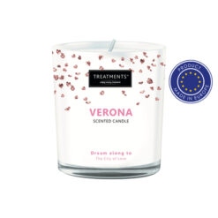 Świeczka zapachowa TREATMENTS z nadrukiem Twojego logo, materiał: guma, karton, drewno, szkło, kolor: różowy