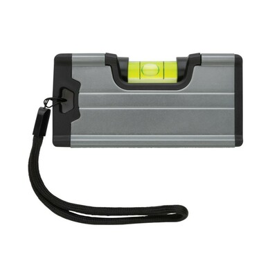 Poziomica kieszonkowa z nadrukiem Twojego logo, materiał: plastik, aluminium, kolor: szary Poziomica kieszonkowa z nadrukiem Twojego logo, materiał: plastik, aluminium, kolor: szary