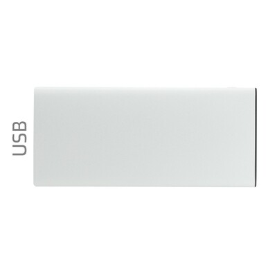 Szybki power bank 10000 mAh z nadrukiem Twojego logo, materiał: plastik, aluminium, kolor: srebrny Szybki power bank 10000 mAh z nadrukiem Twojego logo, materiał: plastik, aluminium, kolor: srebrny