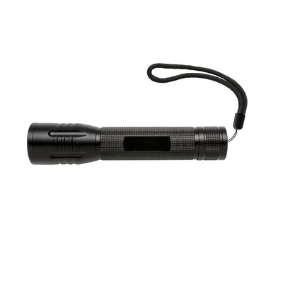 Duża latarka CREE 3W z nadrukiem Twojego logo, materiał: aluminium, kolor: czarny Duża latarka CREE 3W z nadrukiem Twojego logo, materiał: aluminium, kolor: czarny